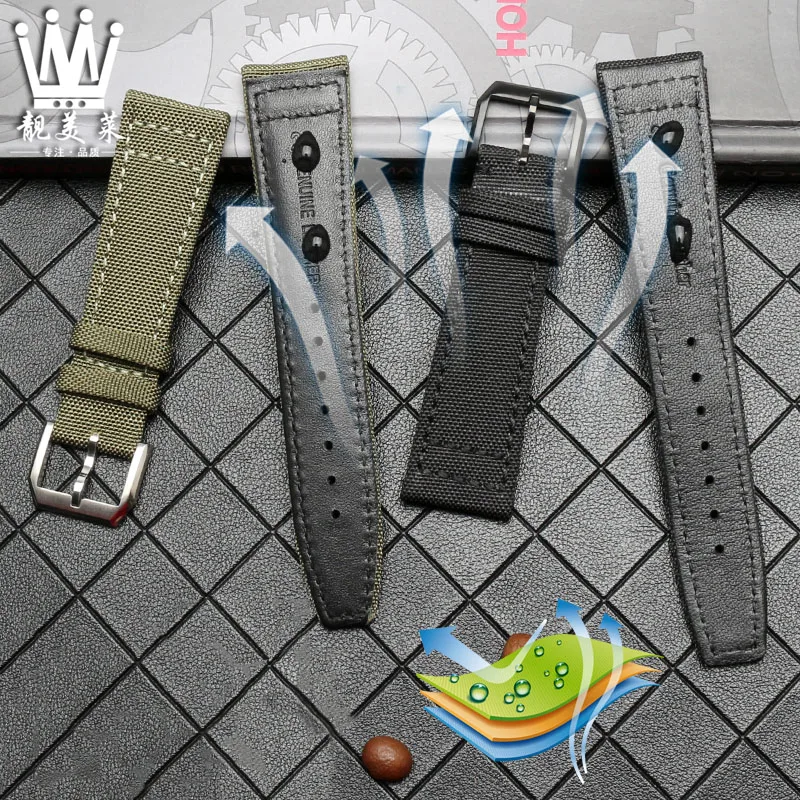 Vải Bạt Nylon Dây Đeo Đồng Hồ Cho IWC-Phi Công Bồ Đào Nha Portofino Dây Đồng Hồ 20Mm 21Mm 22Mm Đen Armygreen xanh Dương Cổ Tay Dây