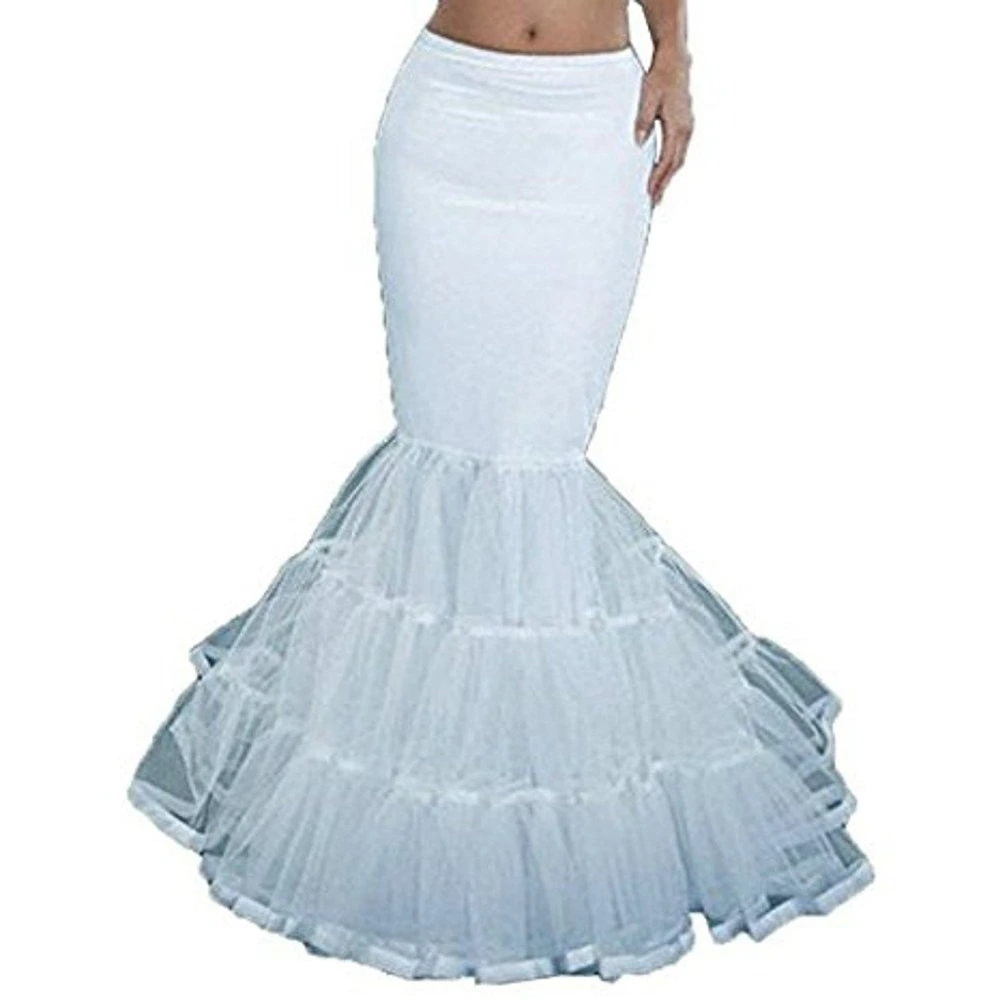 White Mermaid Bridal Crinoline Wedding Petticoat Slip Ruffle UnderSkirt Fishtail Petticoat for Special Occasion Dress