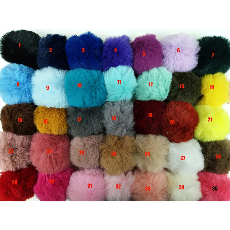 35 Colors DIY 8cm Pompom Ball Artificial Rabbit Hair Ball with Small Elastic Cord for Hats Shoes Bags Scarves Gloves Accessories