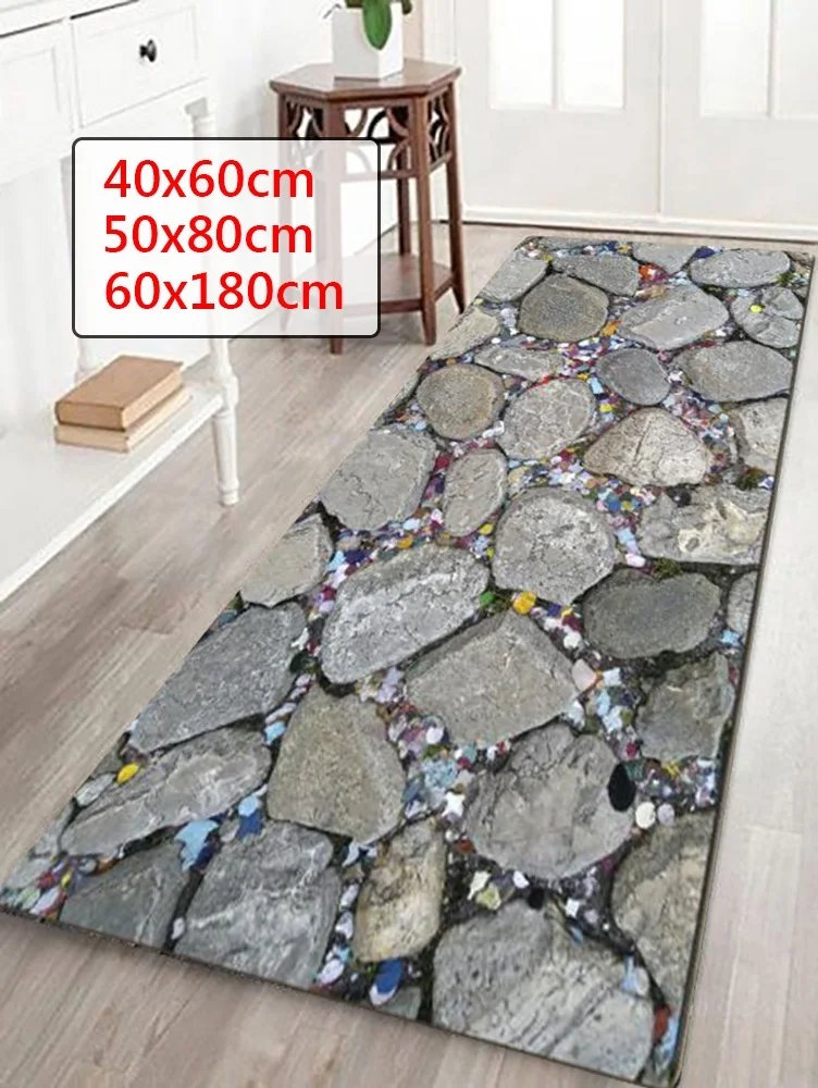 WUJIE Fashion Simulated Pebble Printed Carpet Doormat Kitchen Mat Anti-slip Modern Area Rugs Alfombra Para Piso Cocina Floor Mat