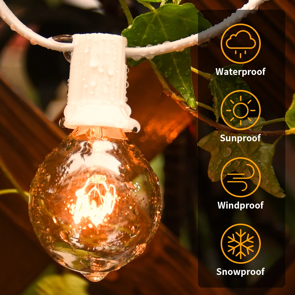 30M Outdoor String Light Globe Bulb White Ball Lights Garland String Fairy Christmas Wedding Garden Party For Hanging Camping