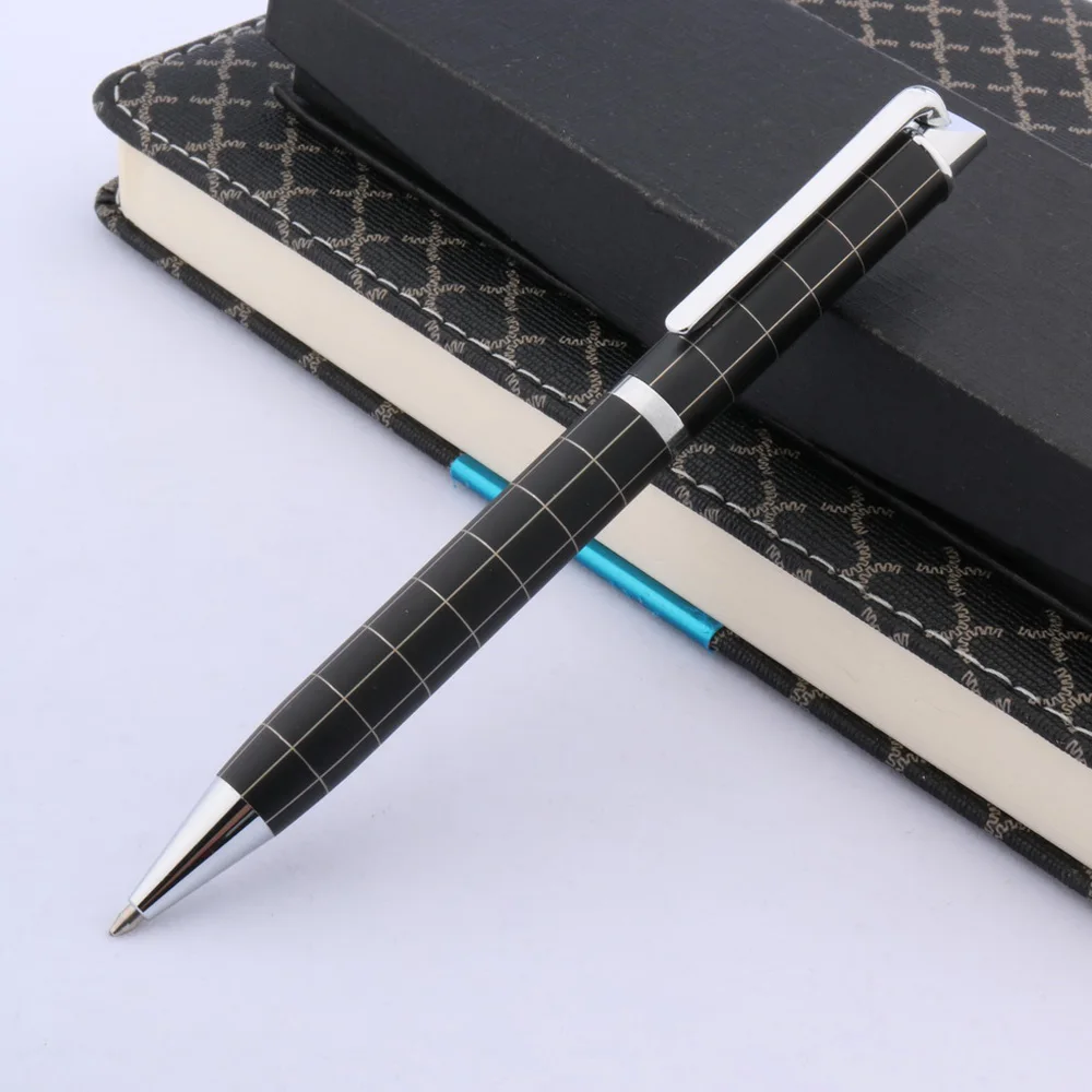 luxury High quality Silver lattice Smooth velvet Frosted line black Silver Metal Ballpoint Pen Stationery Office Supplies