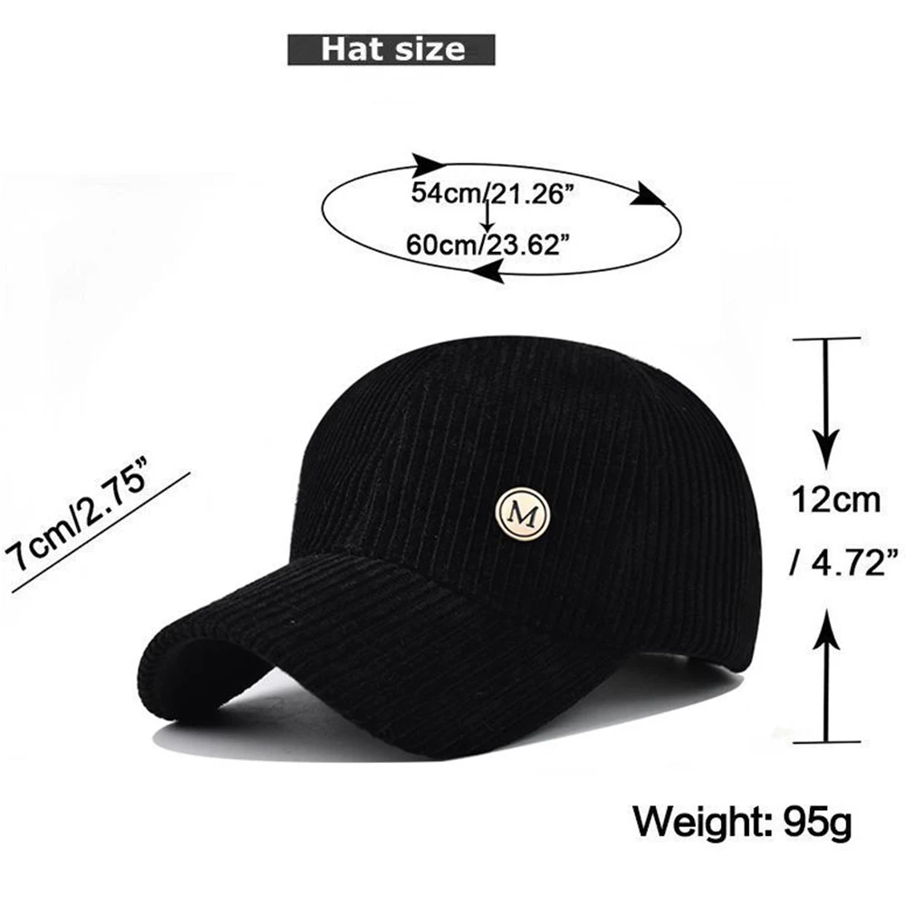 FS Brown Gray Striped Corduroy Baseball Caps Thick Warm Windproof Women Winter Hats Streetwear Hip Hop Cap For Men Gorras Hombre