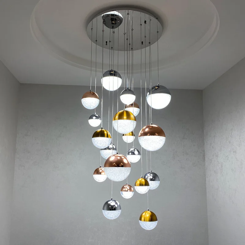 Stair chandelier modern led dome lamp stair lamp Nordic single family villa stair long chandelier attic can be customized