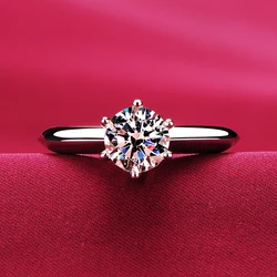 2020 Solitaire 1ct Lab Diamond Ring 100% Real 925 sterling silver Engagement Wedding band Rings for Women Bridal Party Jewelry