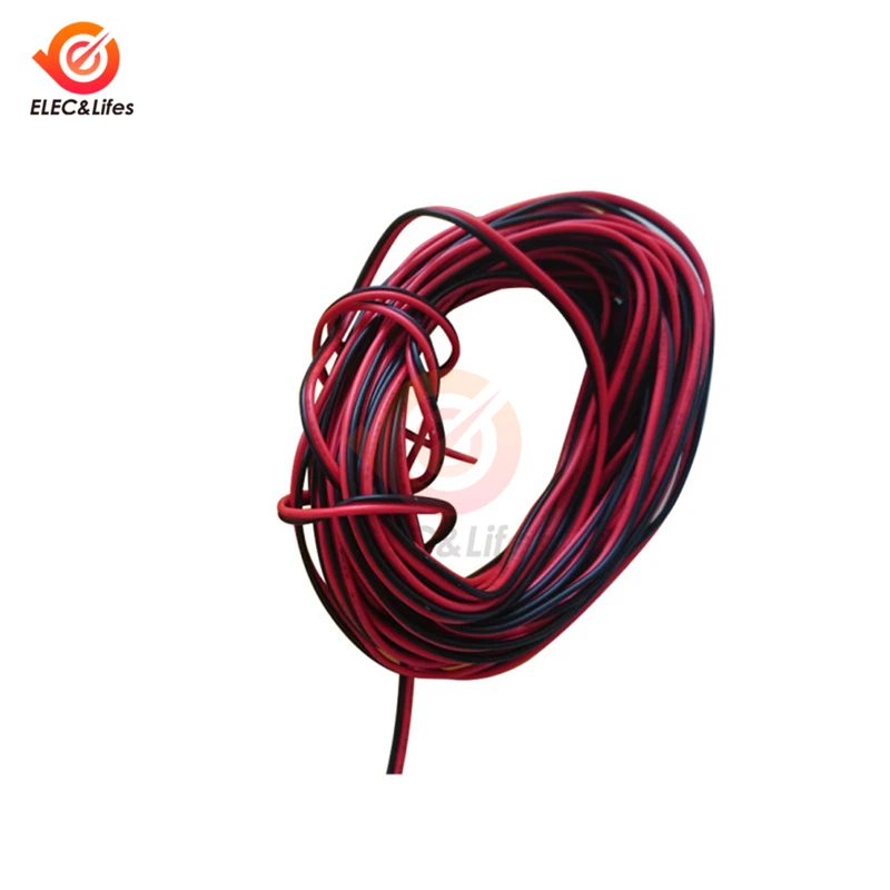 10 Meters 18/20/22/24/26 Gauge AWG 2 Pin Electrical Automotive Wires Tinned copper speaker Red Black Cable LED Car Electric Wire