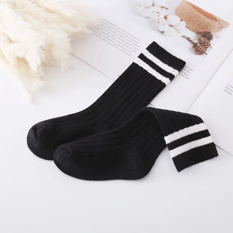 1-9 Years Baby Girls Socks Knee High Boys Sports Sock Cotton Long Stripes Children Socks Breathable Kids School Sock Candy Color