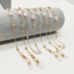 Eyeglasses Chain White Pink Crystal Charm Beaded Chain Eyewear Retainer Sunglasses Holder Rope Women Sweater Necklace Bracelet