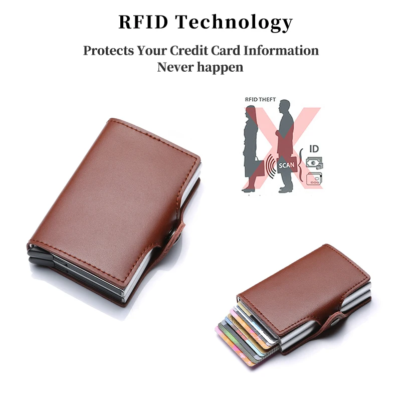 Custom Name Men Women Credit Card Holder Wallet Short Tri-fold Double Box Credit card Case Bag Protection Credit Card Holder Men