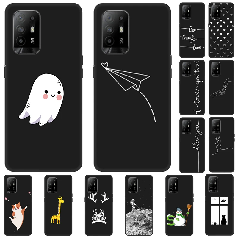 For Oppo A94 5G Case Reno5 Lite Couple Black Silicone Back Cover Phone Case For OPPO A74 5G / A54 5G Cases OPPOA94 A 94 Fundas