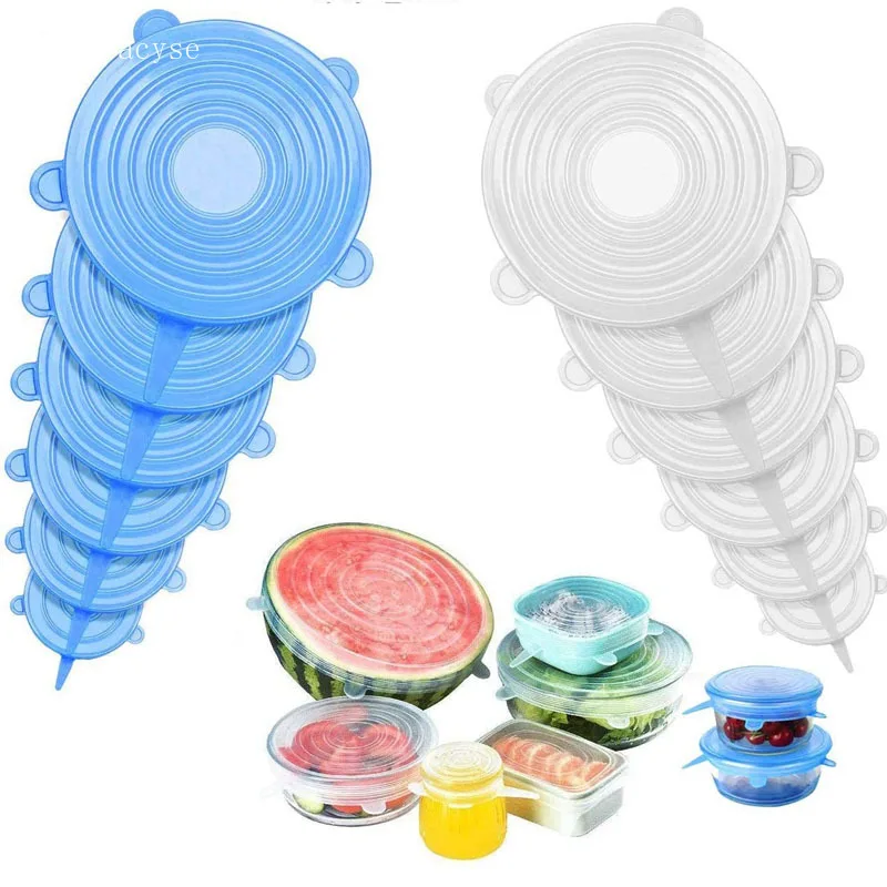 3PCS Silicone Cover Stretch Lids Reusable Airtight Food Wrap Cover Keeping Fresh Seal Bowl Stretchy Wrap Cover Kitchen Cookware