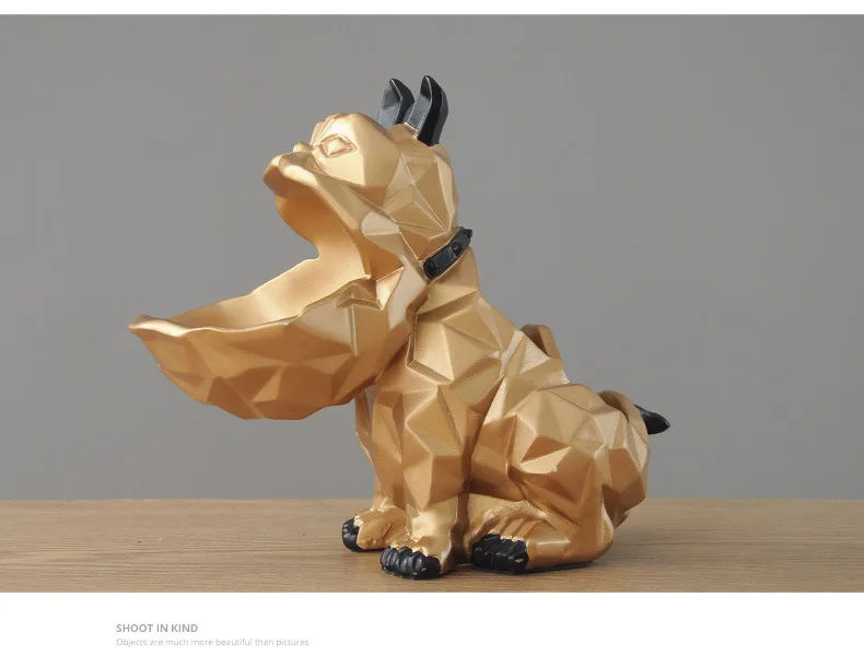 Creative geometric bulldog resin craft Sundries Storage box decoration phone holder sculpture home Ornaments accessories a0111