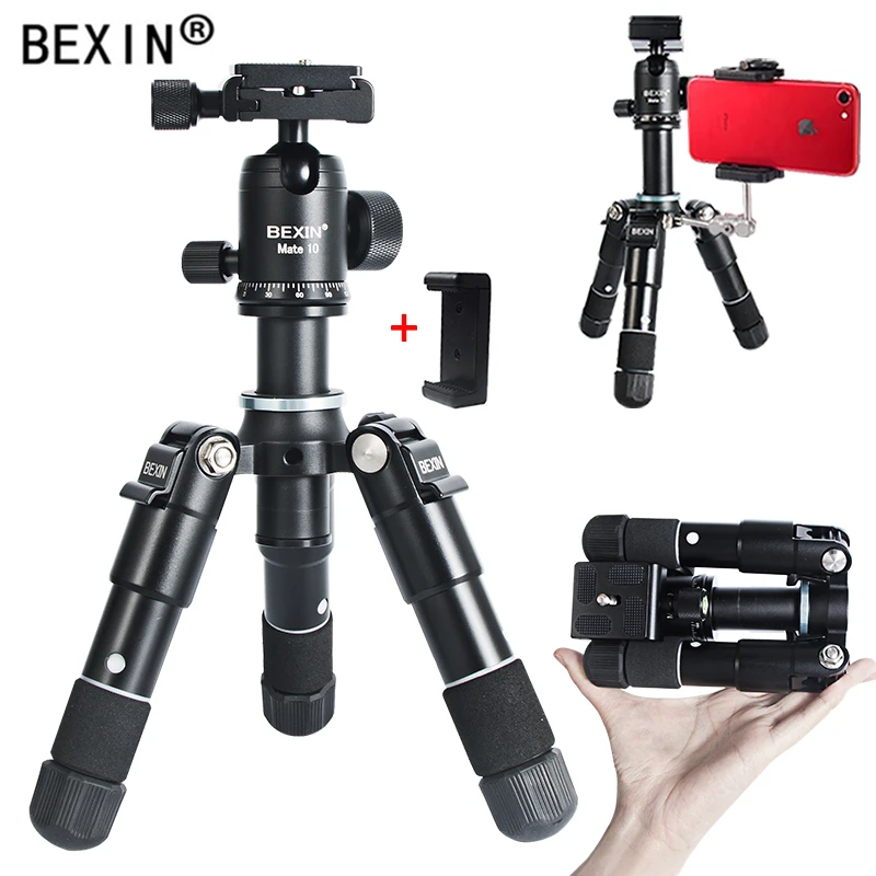 BEXIN Travel Flexible Portable Lightweight Camera Desktop Tabletop Mini Ball Head Tripod Phone Stand Holder Mount for SLR Camera