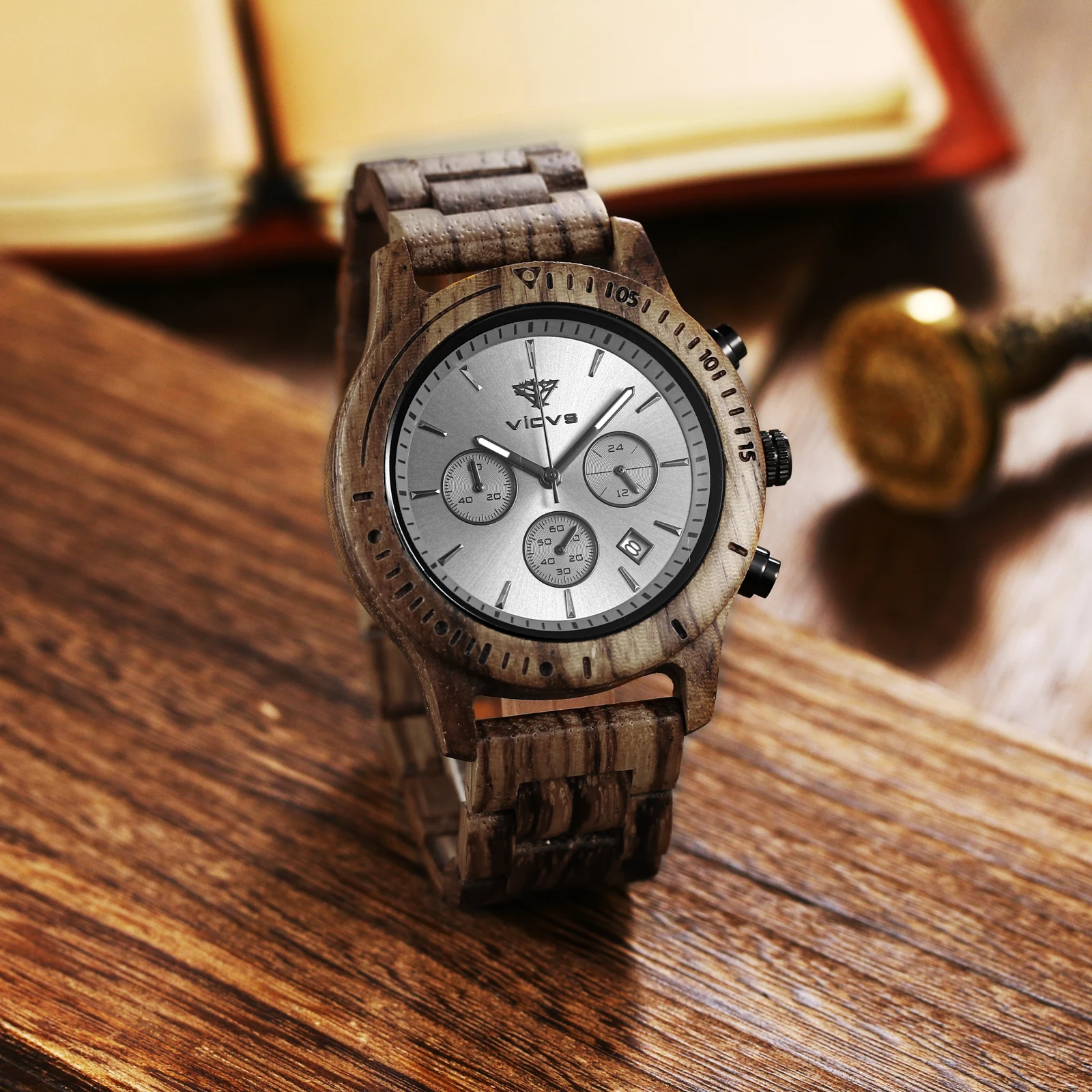 relogio masculino Men's Watch 2021 High-end Fashion Explosive Wood Watch Chronograph Calendar Watch Rosewood Walnut Quartz Watch