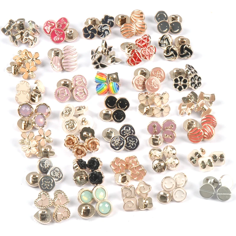 15pcs Mixed Flower Heart Plastic Buttons Pink Black Acrylic Button Sewing Garment Accessories Clothing DIY Decoration