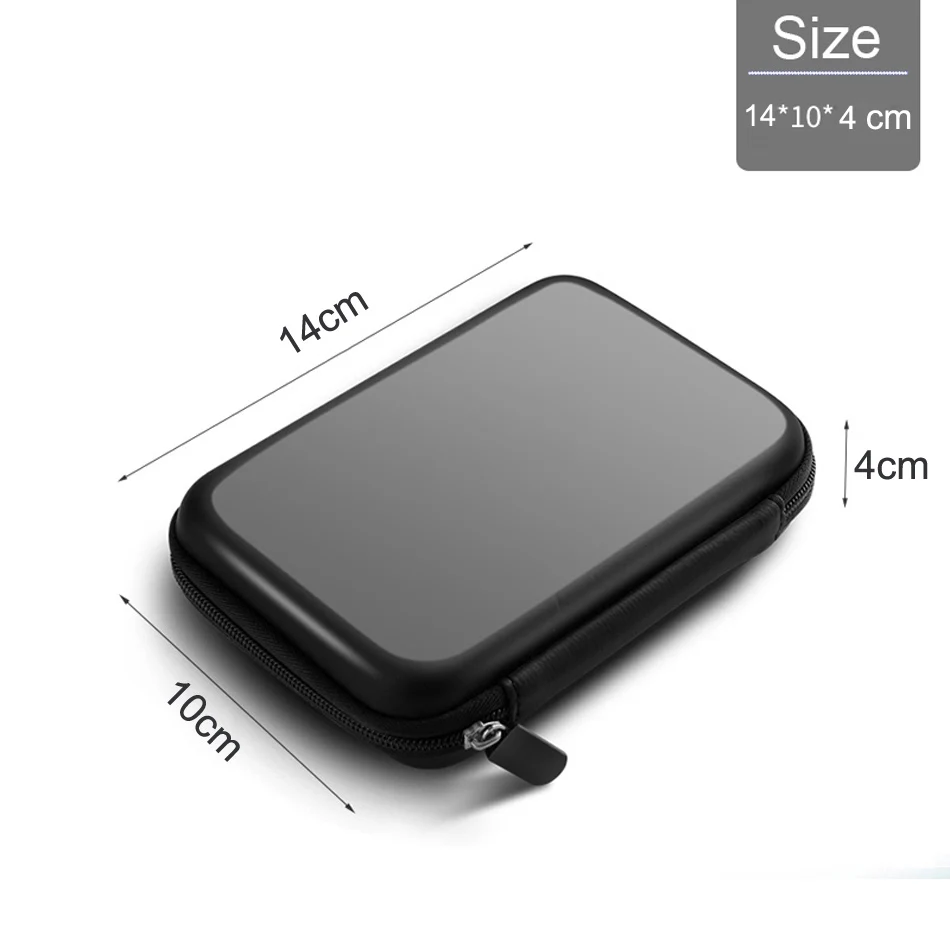 External Storage Hard Case HDD SSD Bag For 2.5 Hard Drive Power Bank USB Cable Charger Power Bank Earphone Headphone Cases Black