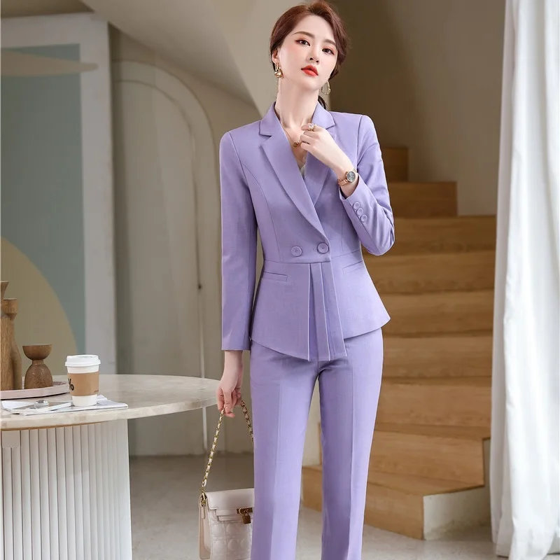 

2021 Fall Winter Women Blazer And Pants&Skirt Sets 2 Pieces OL Styles Fashion Slim Jacket Coat Formal Professional Trouser Suits