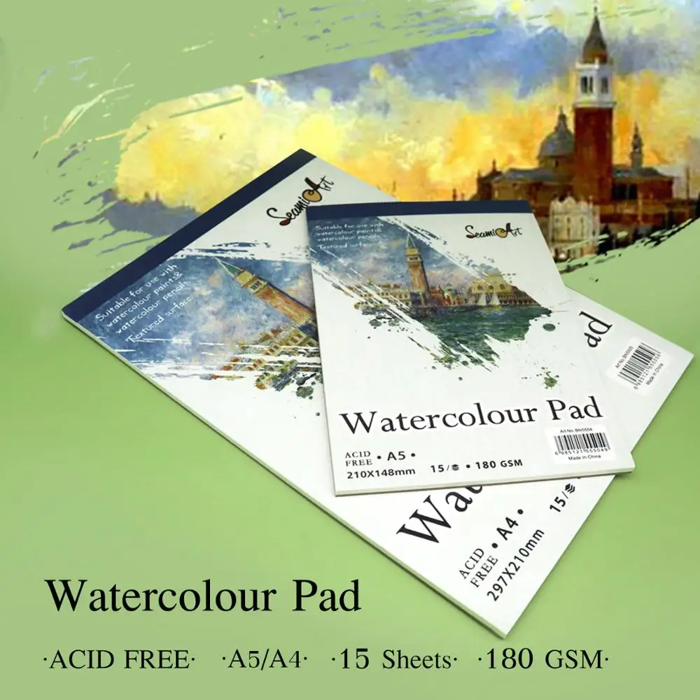 SeamiArt A5/A4 Watercolor Book 15Sheet 180GSM Watercolor Pad for Beginner Painting Drawing Art Supplies