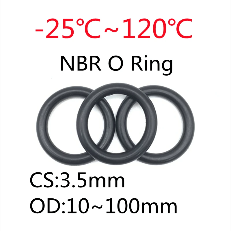 

20pcs NBR O Ring Gasket CS 3.5mm OD10mm ~ 100mm Car Faucet Nitrile Rubber Round O Type Corrosion Oil Resistant Black Seal Washer