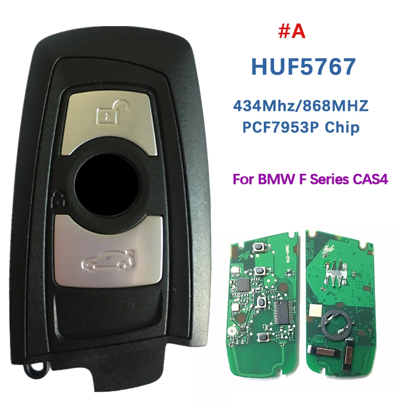 Llave de 3 botones de color CN006099 para BMW Serie F CAS4, HUF5767, HITAG PRO, PCF7953P, Chip 434/868MHz, Go sin llave