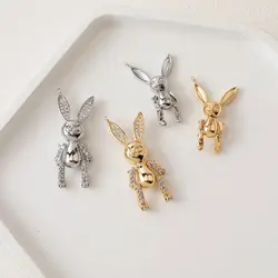 1PCS Design Rabbit Pendant Brass Movable Joint Superior Quality for Jewelry Making Necklace Gold Plated DIY Made Accessories