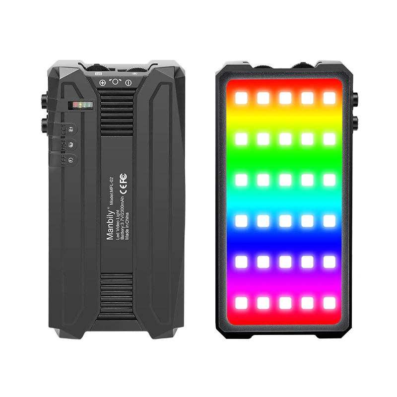 MFL-02 Camera LED Video Fill Light Rechargeable Battery RGB 3000K-6500K Continuous Photo Lighting Panel for Youtube Vlog Lamp