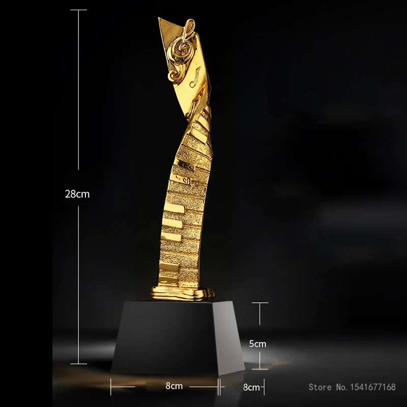 Crystal Resin Music Trophy, Creative Singing, Speech, Competition Event Awarding, Musical Note, Microphone, Gold, Silver, Copper