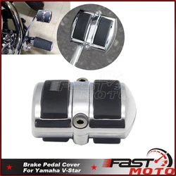 1pc Motorcycle Accessories Chrome W/ Black Shift Brake Pedal Cover For Yamaha V-Star 1100 950 650 1300 Classic Custom 1998-2013