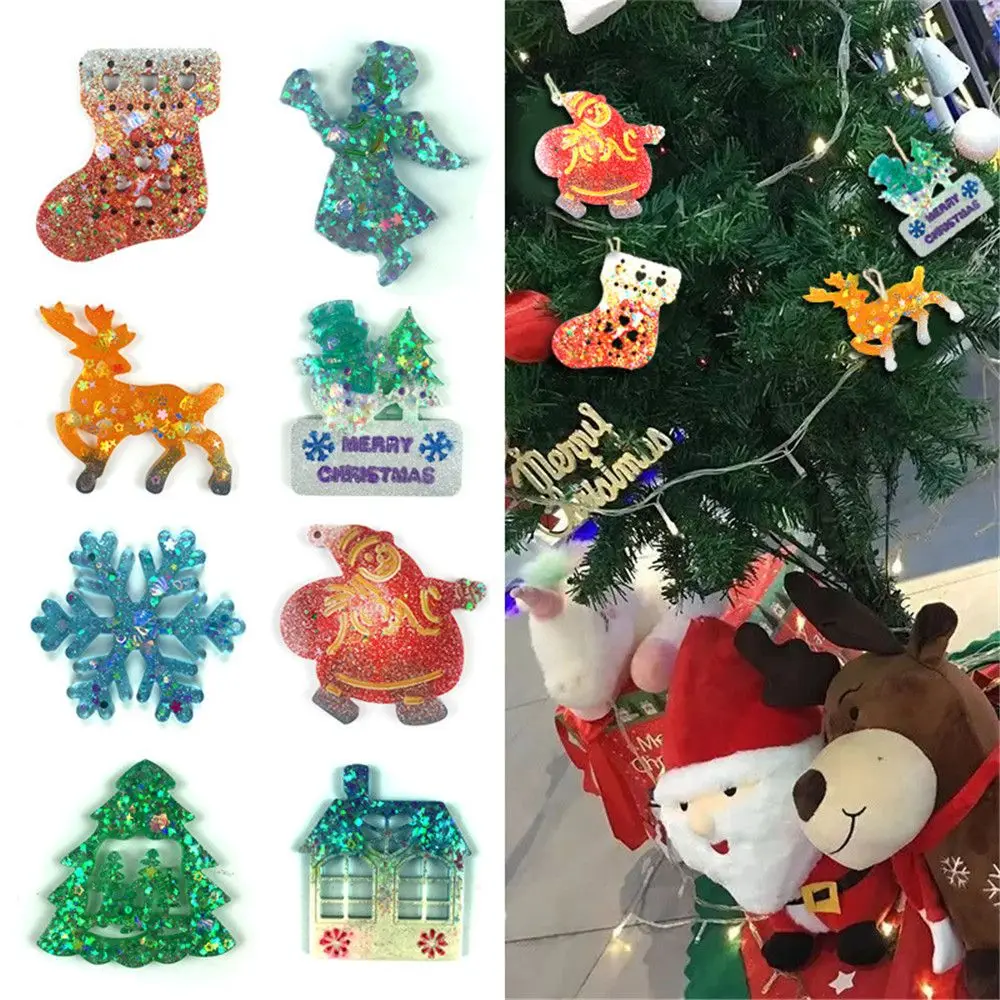 DIY Pendant Christmas Tree Hanging Tags Crystal Resin Mold Silicone Mould Epoxy Resin Molds Xmas Ornament