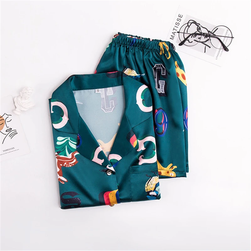 Pijama holgado informal con estampado para mujer, traje de dos piezas de manga corta, elegante, camisón de novia, albornoz, Verano