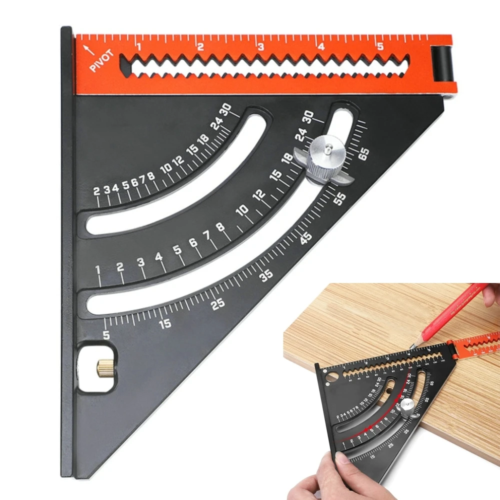 Woodworking Scribe Ruler Marking Gauge Triangle Ruler Metric Inch Scribing Ruler