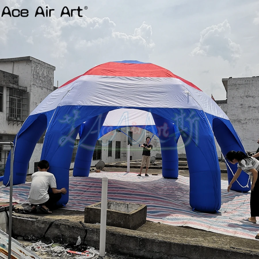 Barraca inflável portátil multicolorida do gramado do dossel da abóbada do aranha do diâmetro de 7m com ventilador de ar para abrigo e anunciar