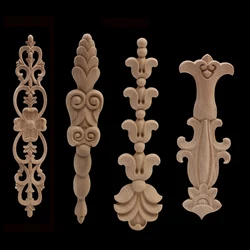 Solid Wood Long Decal Oak Engraved Door Cupboard Decoration Flower Custom Flower Door Cover Cabinet Cap Decoration Wood Decal