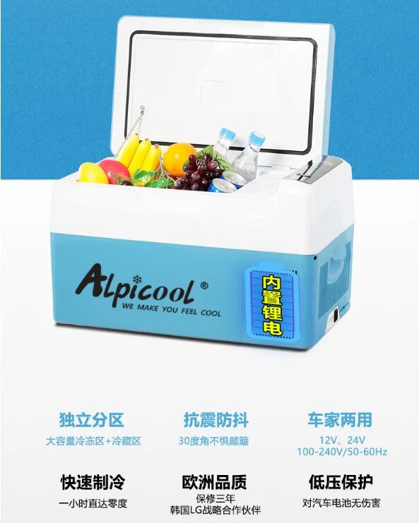 Przenośny alfacool B22L samochód domowy lodówka mini lodówka AC100-240V DC12/24V dwufunkcyjny zamrażanie chłodzenie szybkie zamrażanie