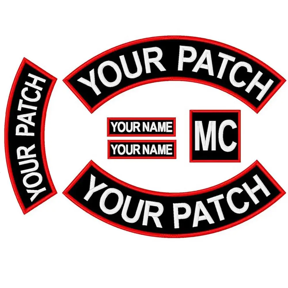 MC Custom Back Embroidered Rocker Iron Sew on Patch for Jacket Rider 350MM Wide Font Patch Motorcycle Biker Name Patch Free Ship