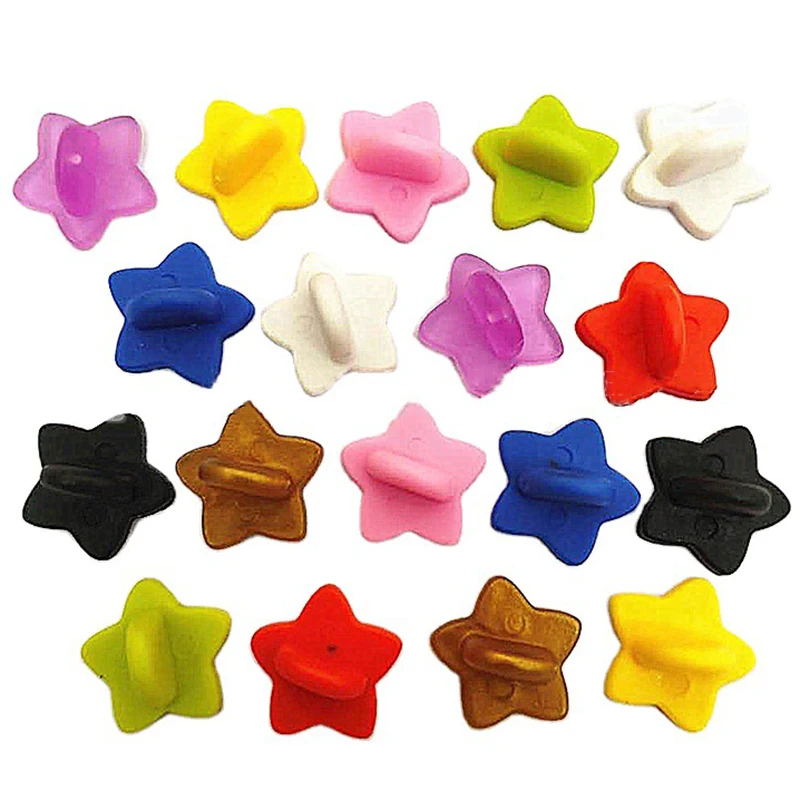 50pcs Rubber Brooch Buckle Star Brooch Pin Backs Butterfly Clutch Squeeze Badge Back Stoppers for DIY Brooch Jewelry Accessories