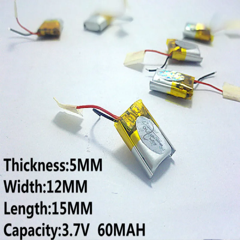 3.7V 60mAh 501215 Lithium Polymer Li-Po li ion Rechargeable Battery cells For Mp3 MP4 MP5 GPS  mobile bluetooth