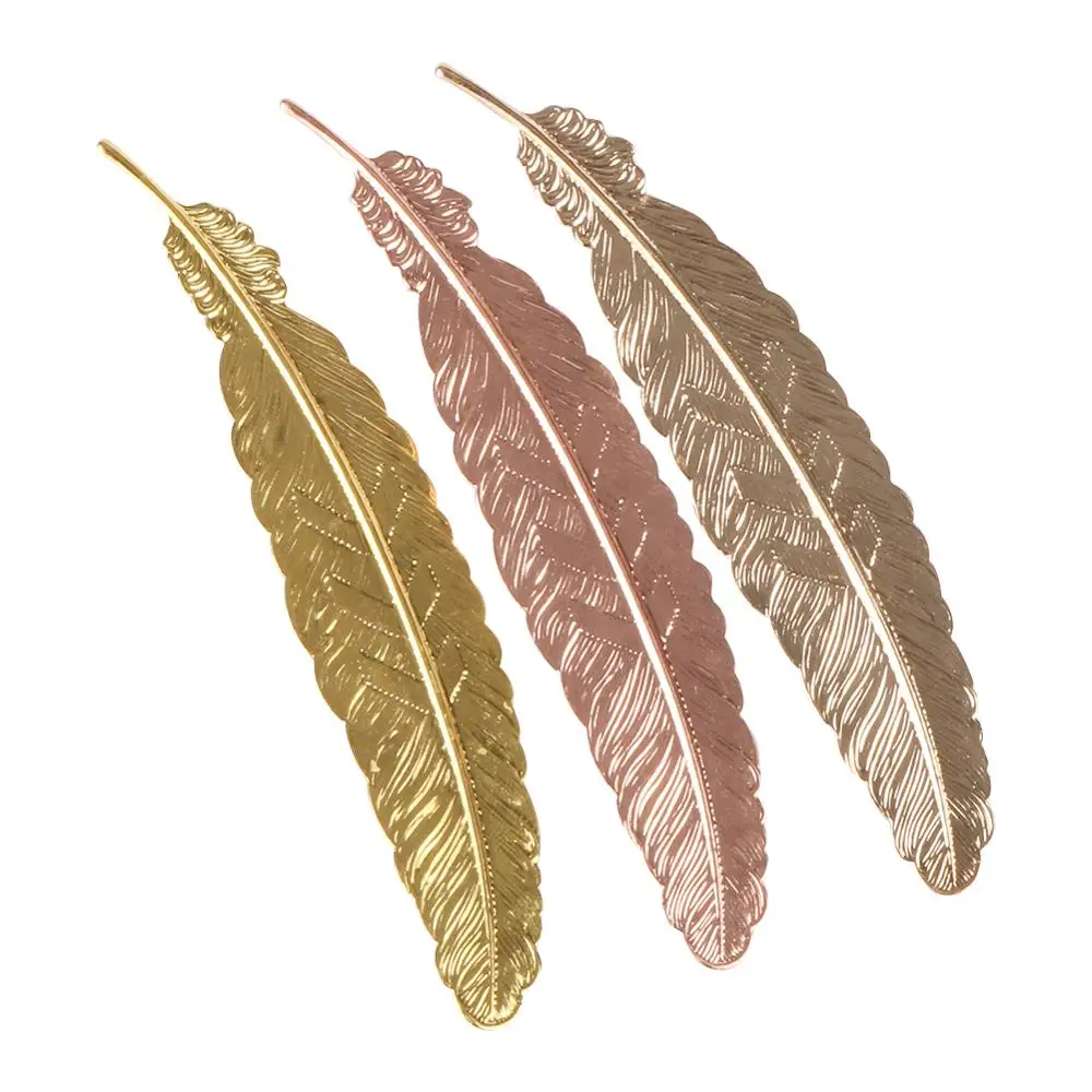 Creative Retro Metal Feather Bookmark Beautiful Cool Book Page Mark Children Student Gift Stationery School Office Supplies 1Pc