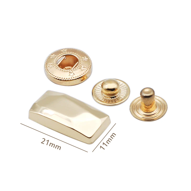 10 Sets 21MM Metal Square Snap Button Press Studs Sewing Button Snap Fasteners Snap Sewing Leather Craft Clothes Bags