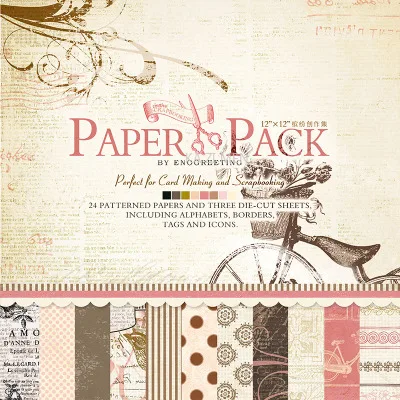 12 Inch Scrapbook Paper Pad Craft Paper Vintage Blooming Flowers Scrapbook Hand Account Album Decorative Paper Pack