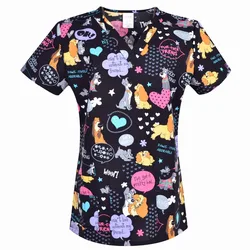 Vrouwen Scrub Top Met V-Hals 100% Katoenen XXS-5XL