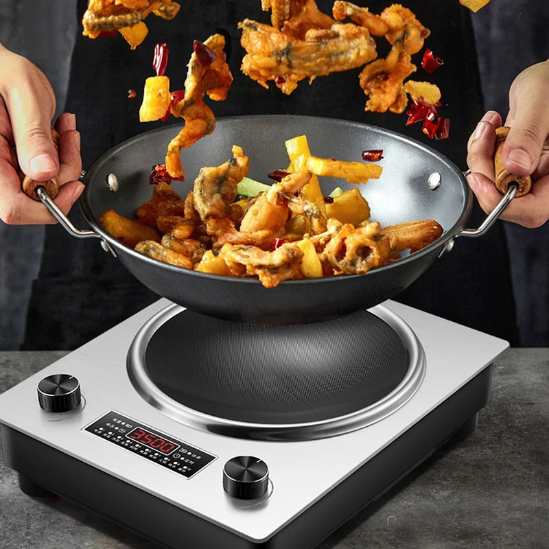 3000W Upgraded Concave Induction Cooker Household Concave Bottom Cooking Pan Integrated Commercial Battery Stove