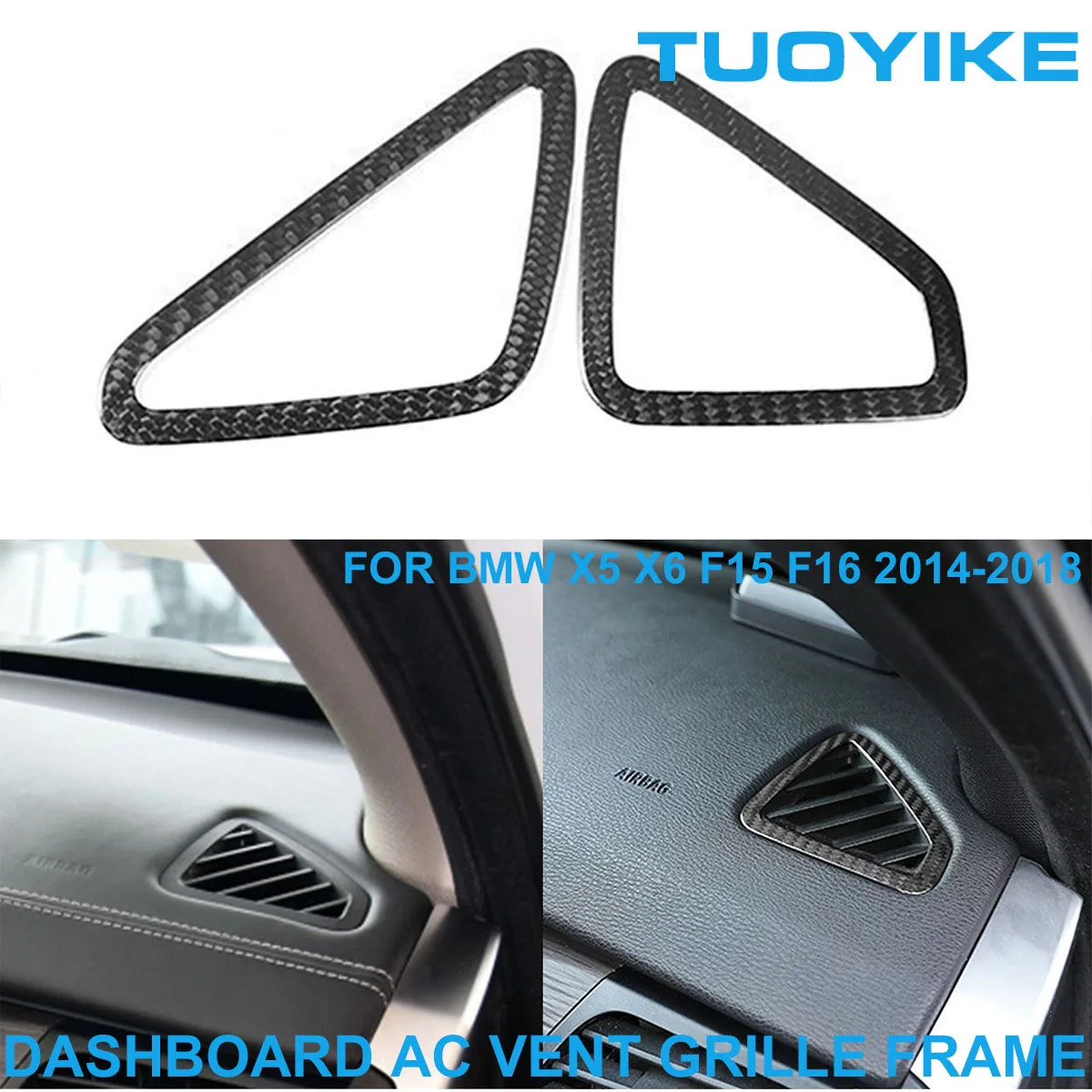 LHD RHD Car Styling Real Carbon Fiber Dashboard AC Air Conditioner Vent Grille Frame Cover Trim For BMW X5 X6 F15 F16 2014-2018