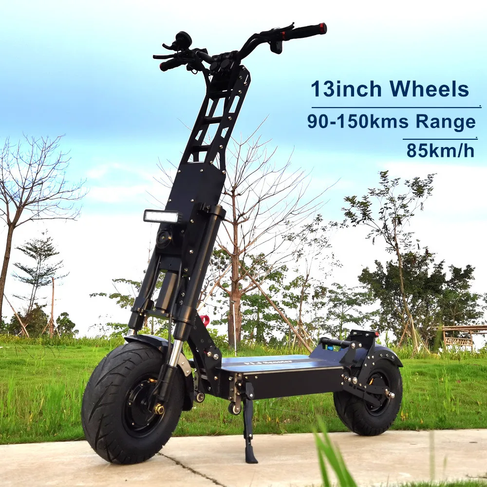 

FLJ K6 13inch Fat tire Electric Scooter with 90-150kms range 6000W Dual Motor 85km/h speed vacuum tire Big wheel kick e scooter