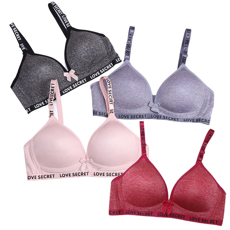 Yenlice women Wire Free Push Up bra sexy bandage letter underwear bra Best female B cup solid color 3/4 bra