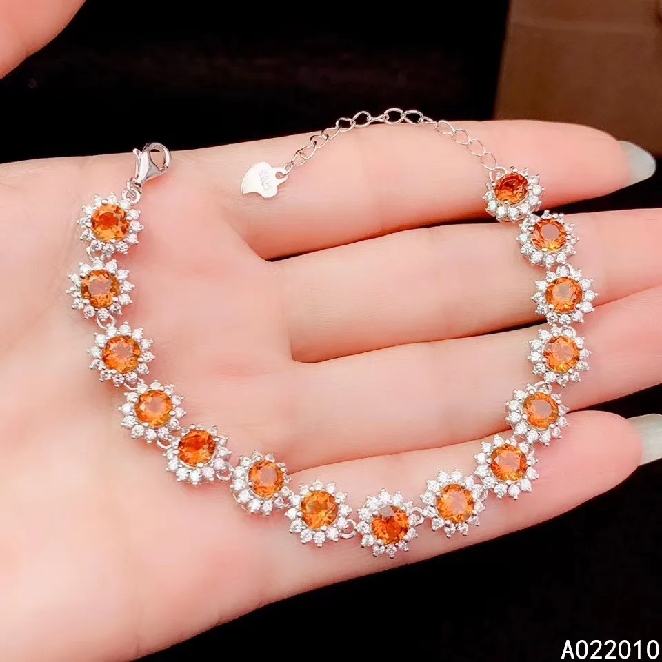 

KJJEAXCMY Fine Jewelry 925 Sterling Silver Inlaid Citrine Women Gemstone Hand Bracelet Trendy Support Test Got Engaged Marry