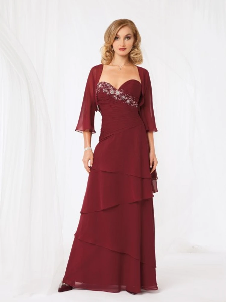 Mãe elegante da noiva vestidos com jaqueta chiffon apliques brown noivo vestidos de mãe para casamentos uma linha longa