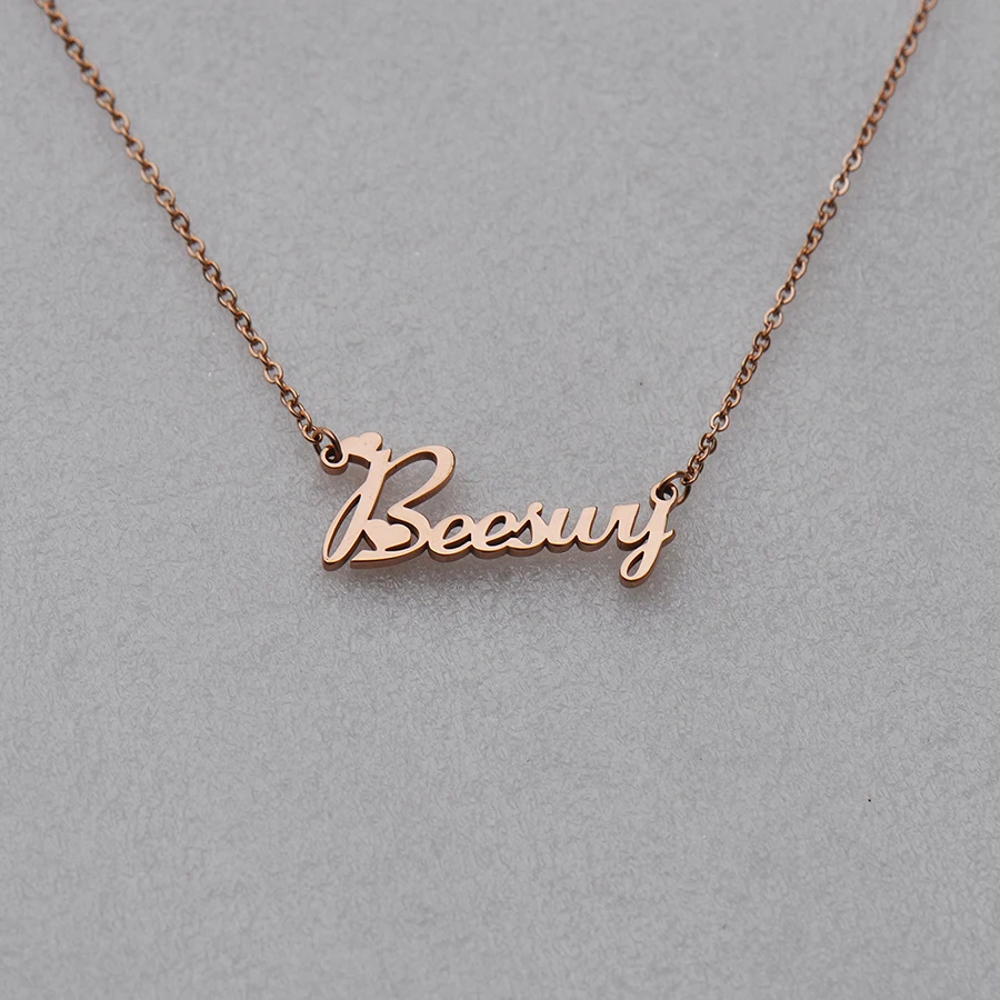 Jimena Name Necklace Custom Nameplate Pendant Stainless Steel Gold for Women Girls Birthday Wedding Christmas Mother Gift