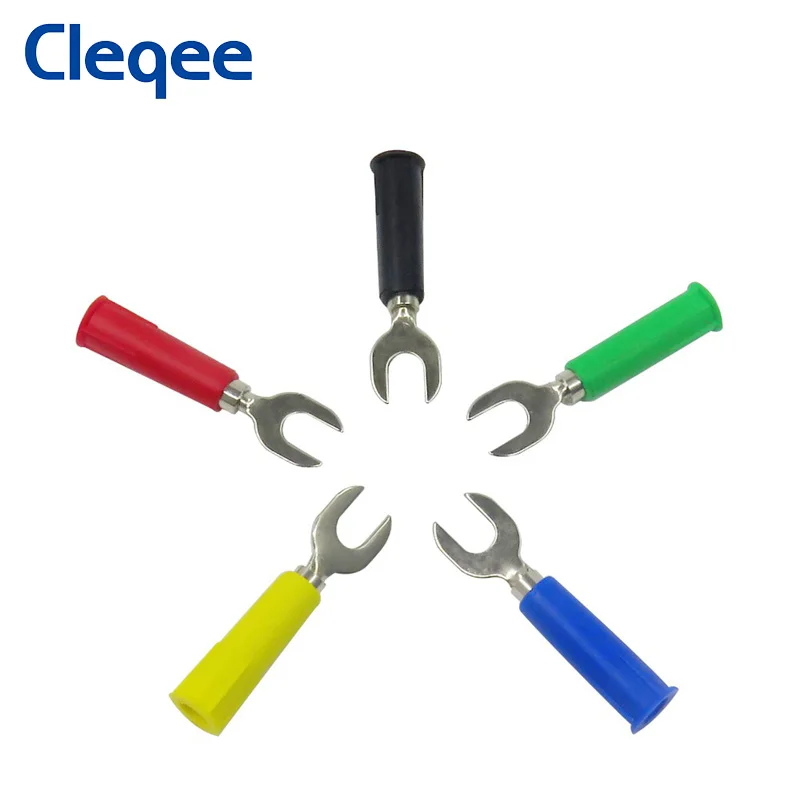 Cleqee P4002 10 шт., штекер-Лопатка 6 мм, вставной U-образный и Y-образный 4 мм штекер типа "банан"