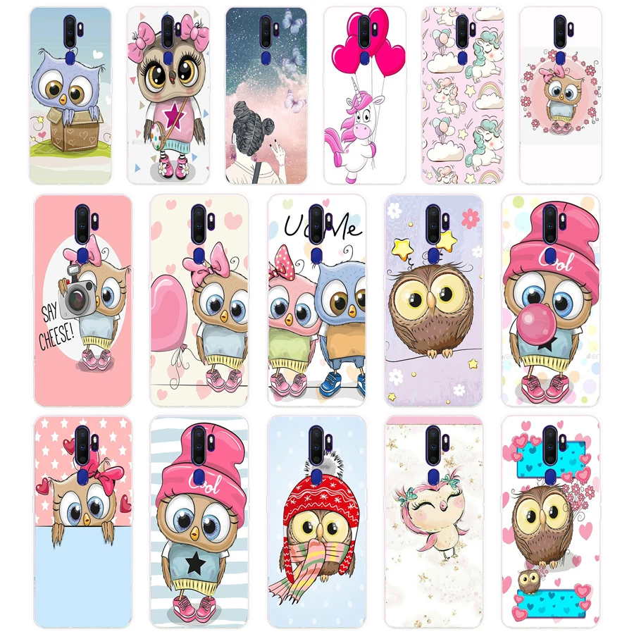 322FG Cute cartoon owl gift Soft Silicone Tpu Cover phone Case for OPPO A5S A7 AX7 A5 A9 2020 Reslme C3